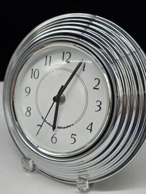 Kitchen Shades Wall Clock With Ribbed Silver Chrome Frame With Convex Glass 8.5"